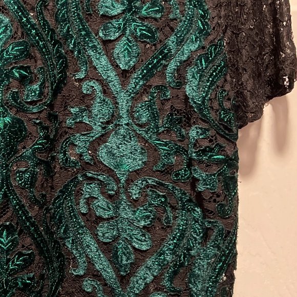 Zara Trafaluc Womens Lace Crop Top Green Crew Neck Short Sleeve - Picture 6 of 6